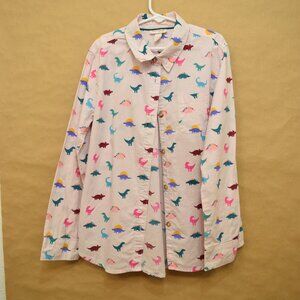 Cat & Jack Pink Dinosaur Button-Up Shirt – Size L (10/12)
